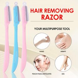 Midazzle Eyebrow & Facial Razor for Women - All-In-One - Face Razor for Chin, Upper lip, Sideburns, Forehead - Painless, easy & Instant Hair Removal - Reusable (Pack of 3)